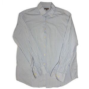Peter Millar Summer Comfort Shirt Men's Large Blue Gingham Button Down
